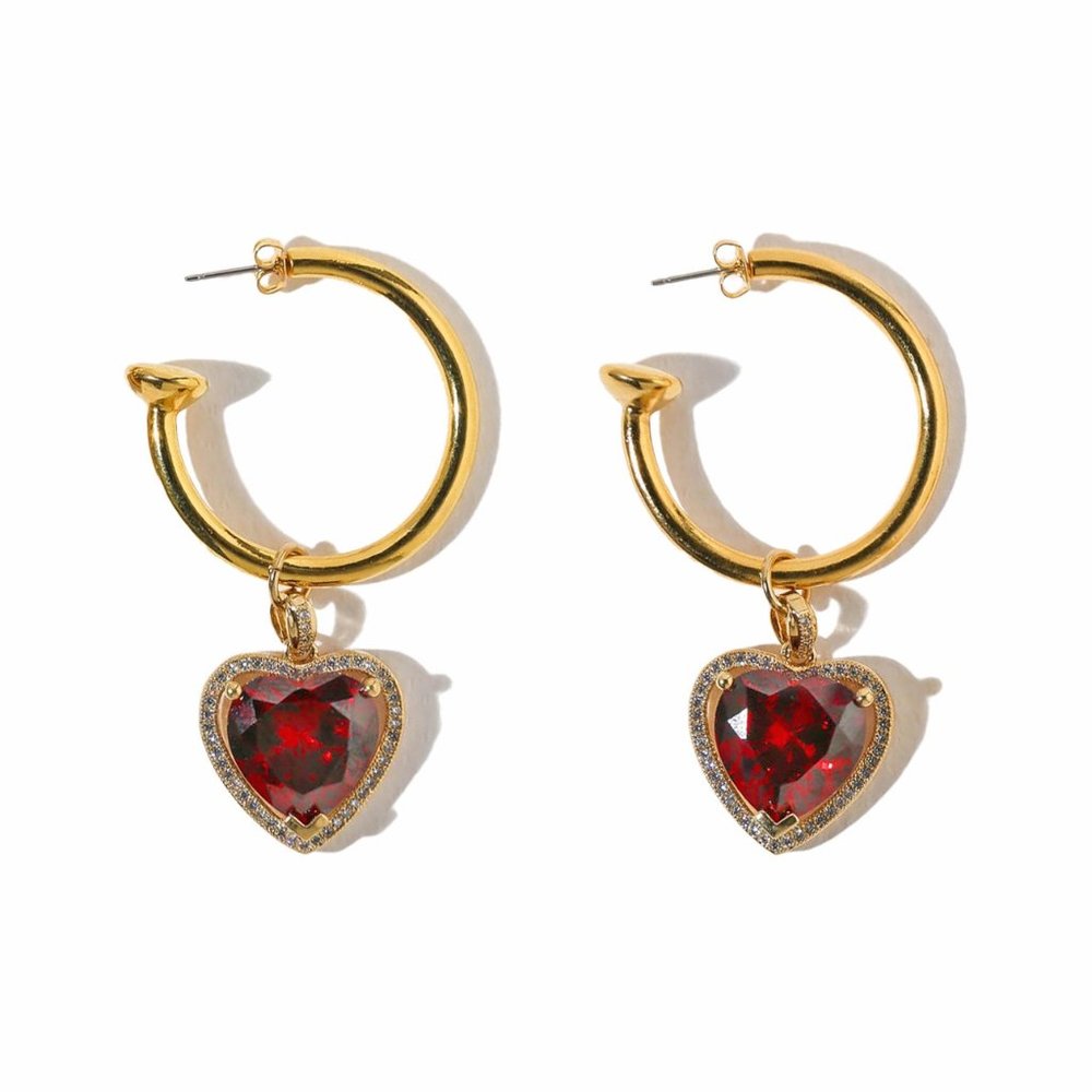 Vanessa Mooney "THE RUBY HEART HOOP EARRINGS"